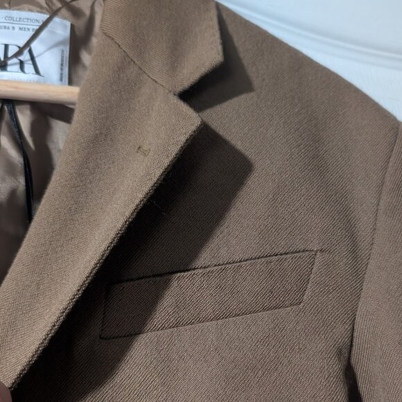 Zara | 100% Wool Fitted Blazer In Dark Camel - Picture 11 of 14